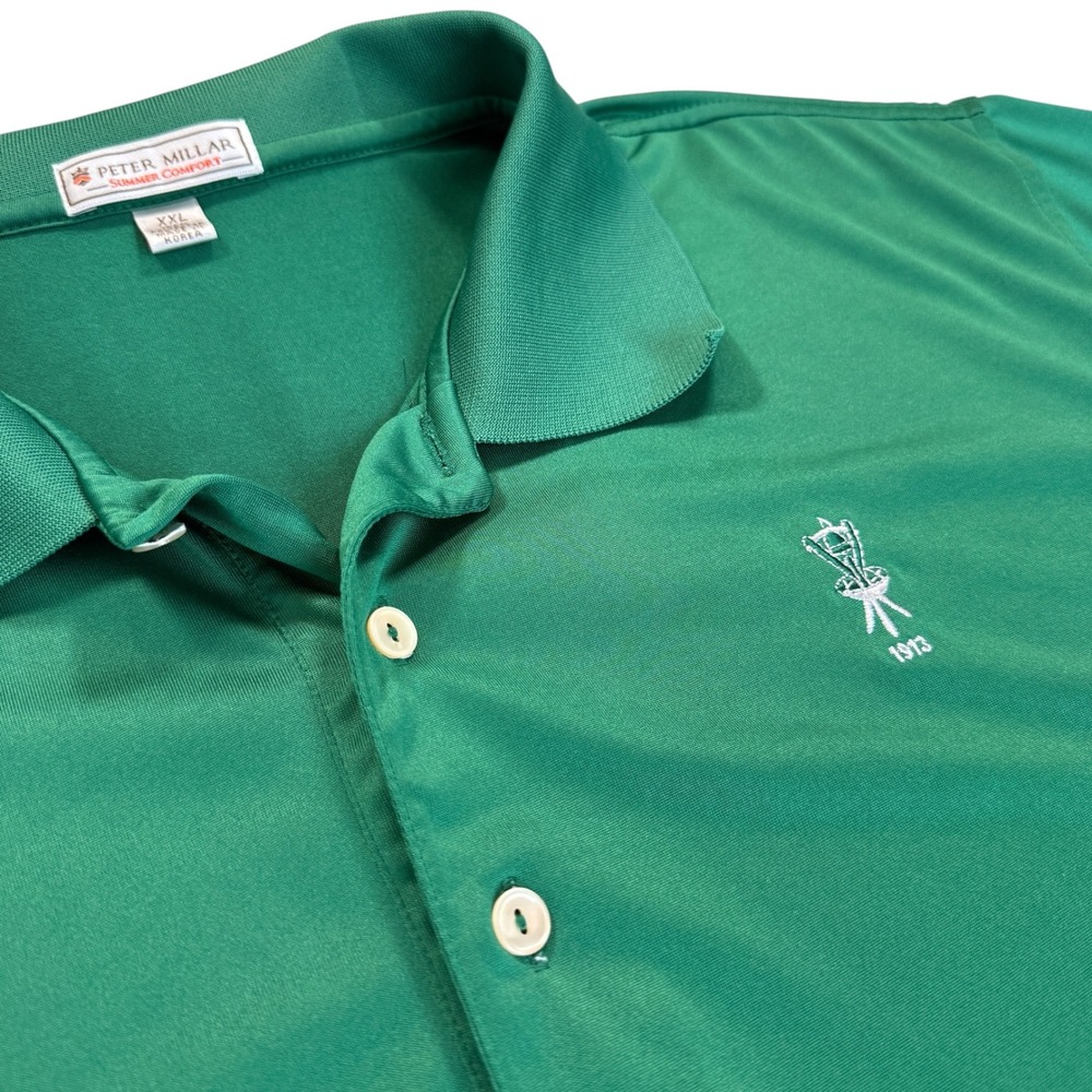 Peter Millar Mens Polo Shirt XXL Green Summer Golf Breathable Athleisure Preppy